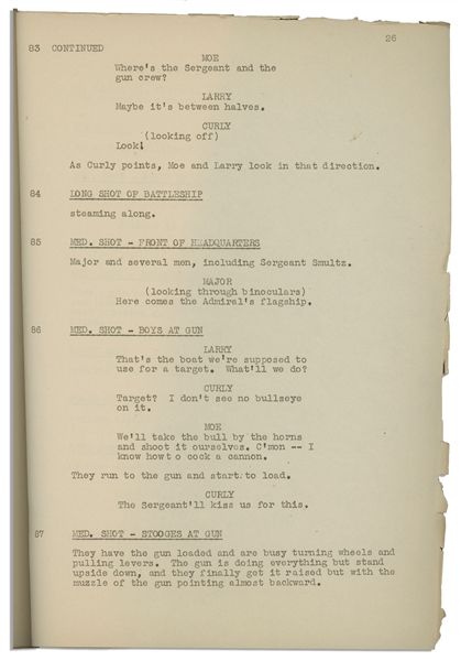 Moe Howard's 30pp. Script Dated March 1936 for The Three Stooges Film ''Half-Shot Shooters'' -- Chipping to Margins, Very Good Condition